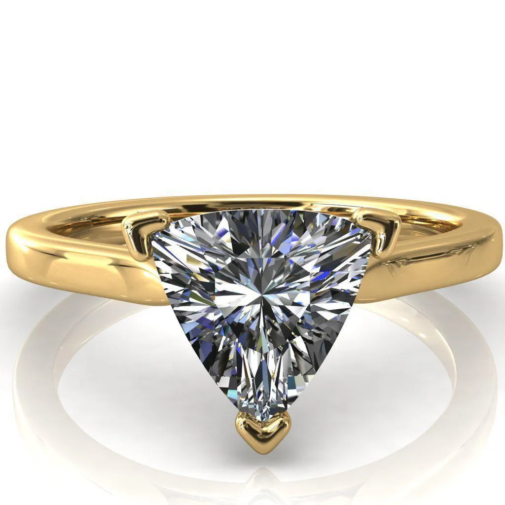 Darci Trillion Moissanite 3 Prong Cathedral Solitaire Engagement Ring