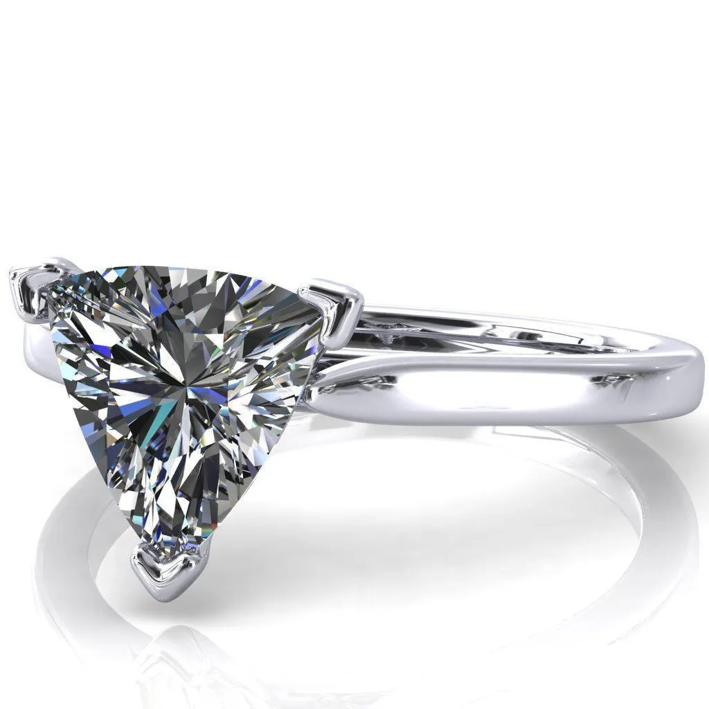 Darci Trillion Moissanite 3 Prong Cathedral Solitaire Engagement Ring