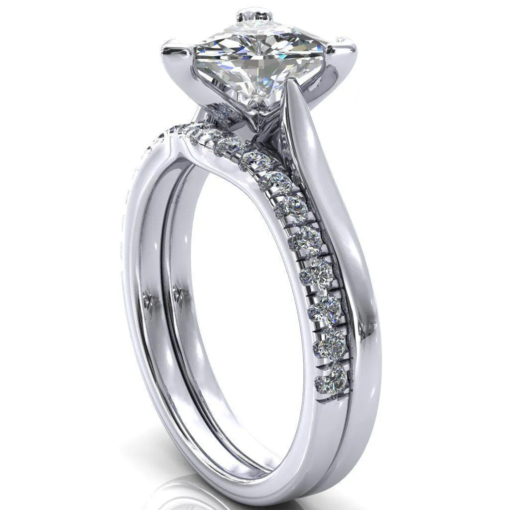 Darci Trillion Moissanite 3 Prong Cathedral Solitaire Engagement Ring