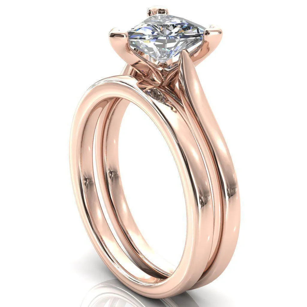 Darci Trillion Moissanite 3 Prong Cathedral Solitaire Engagement Ring