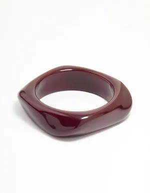 Dark Red Acrylic Twisted Square & Oval Bangle