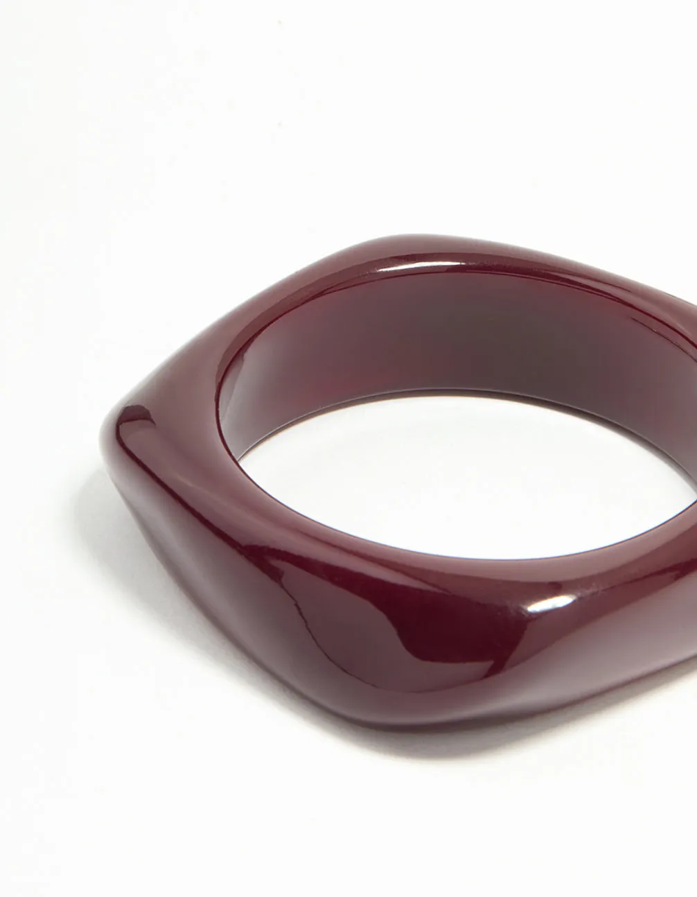 Dark Red Acrylic Twisted Square & Oval Bangle