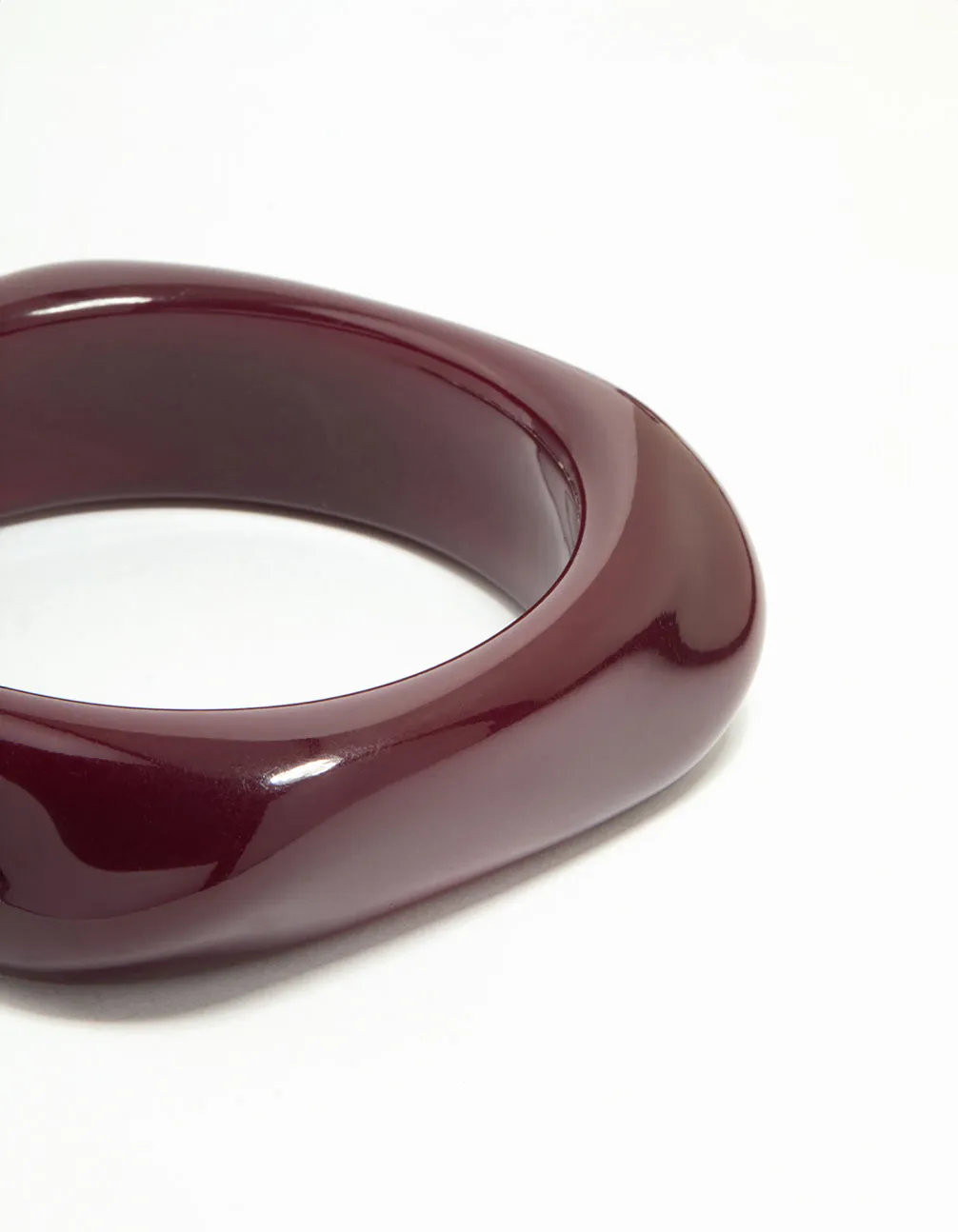 Dark Red Acrylic Twisted Square & Oval Bangle
