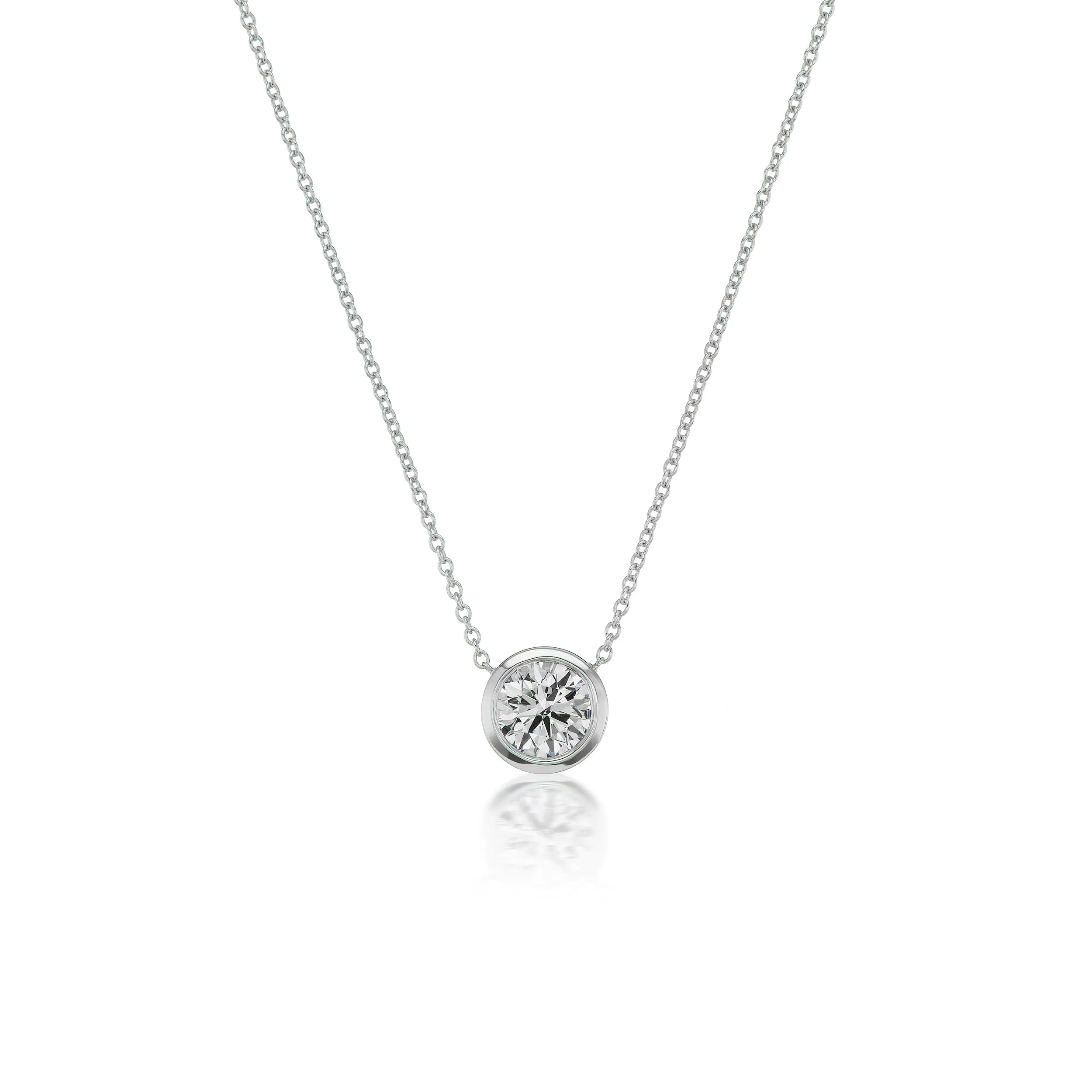 David Weisz 18k White Gold 1.02cts Diamond Solitaire Pendant Necklace
