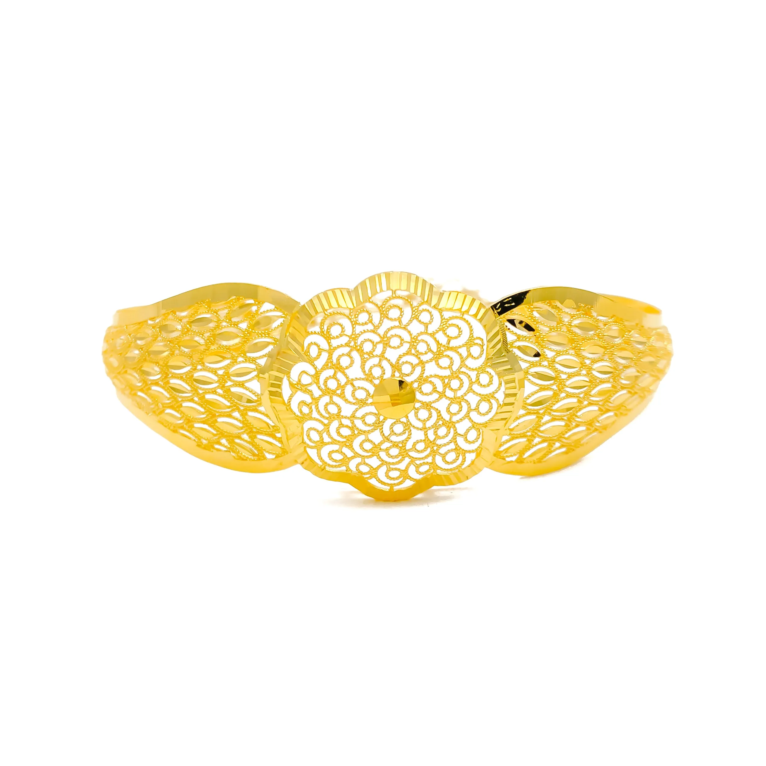 Decorative Netted Spiral 22k Gold Bangle Bracelet