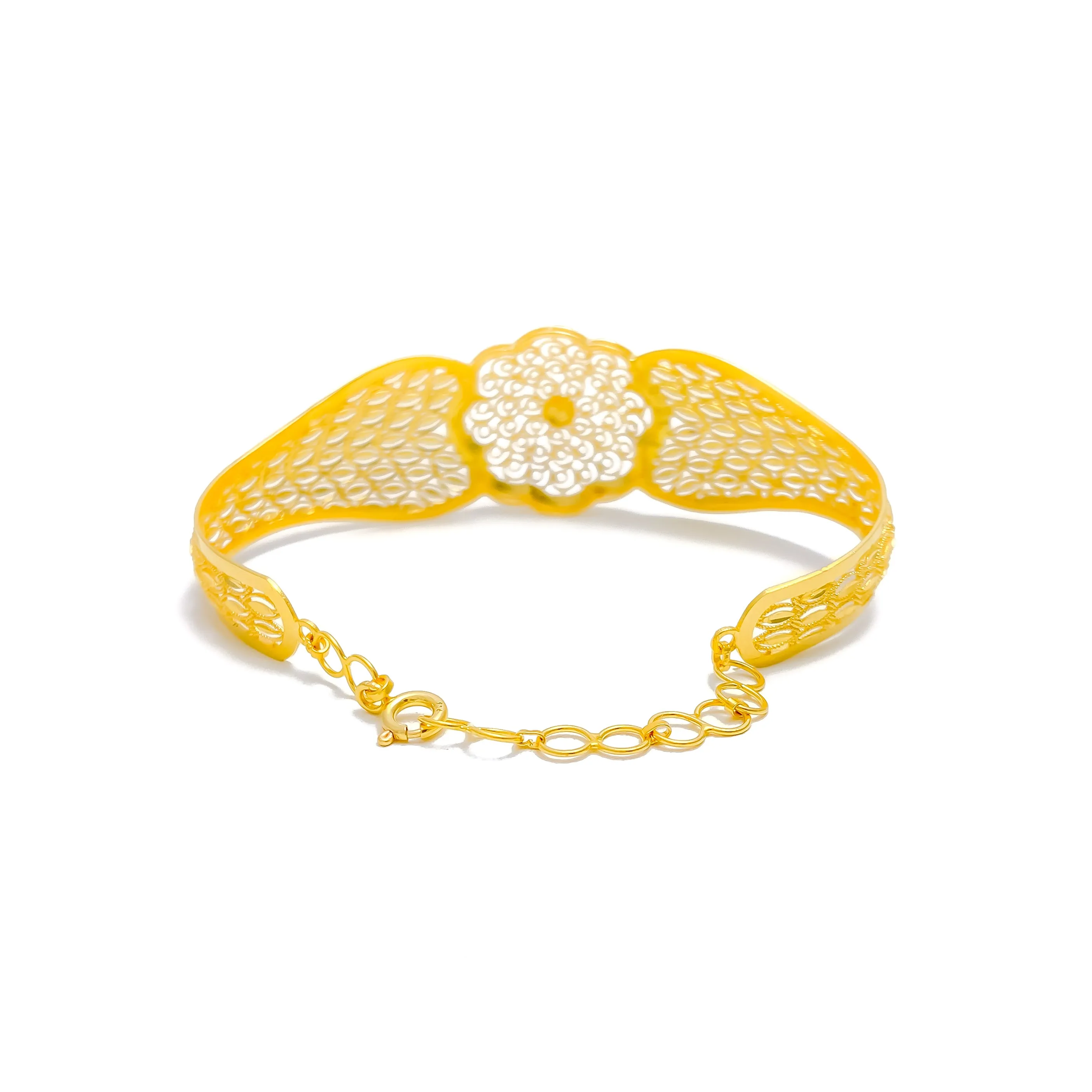 Decorative Netted Spiral 22k Gold Bangle Bracelet