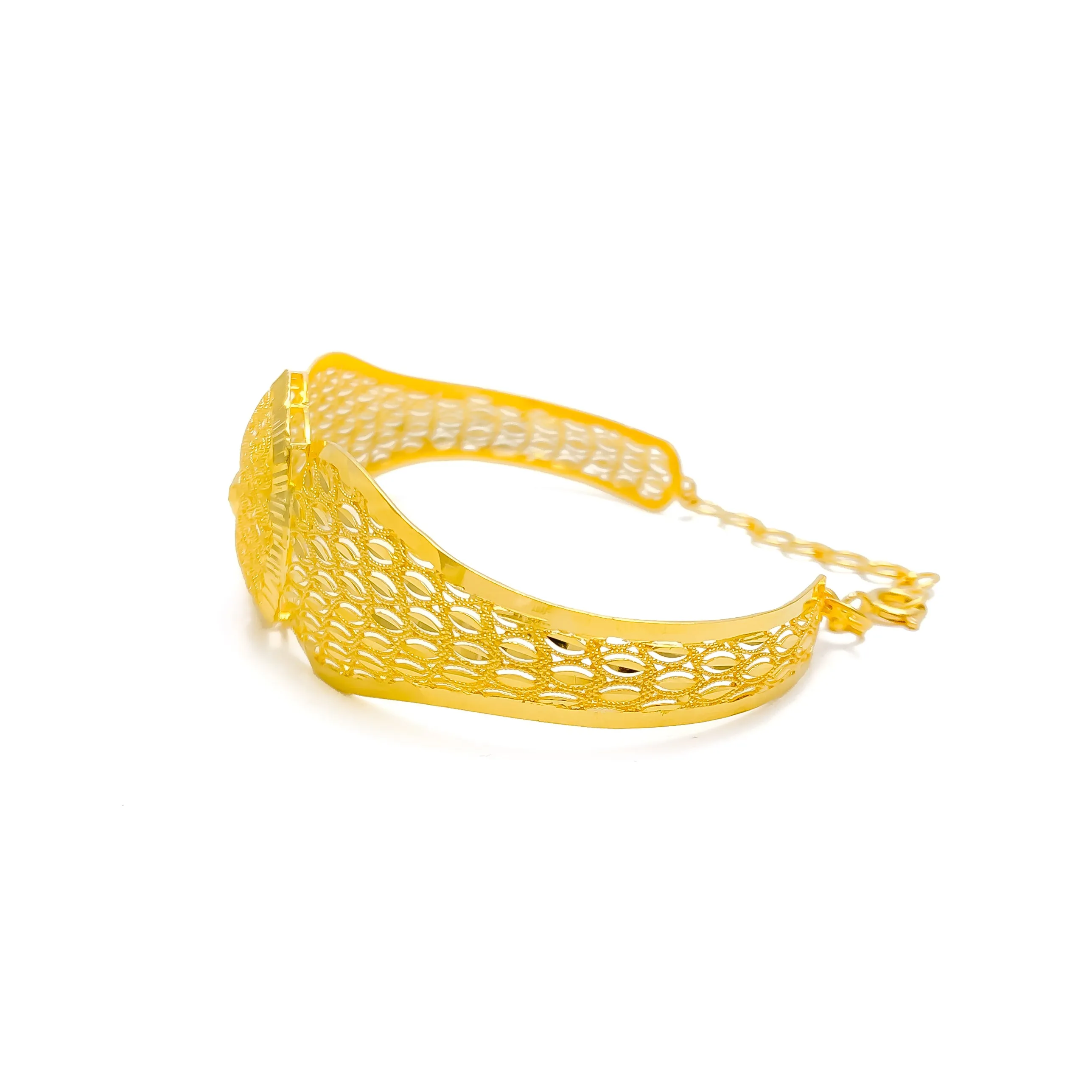 Decorative Netted Spiral 22k Gold Bangle Bracelet