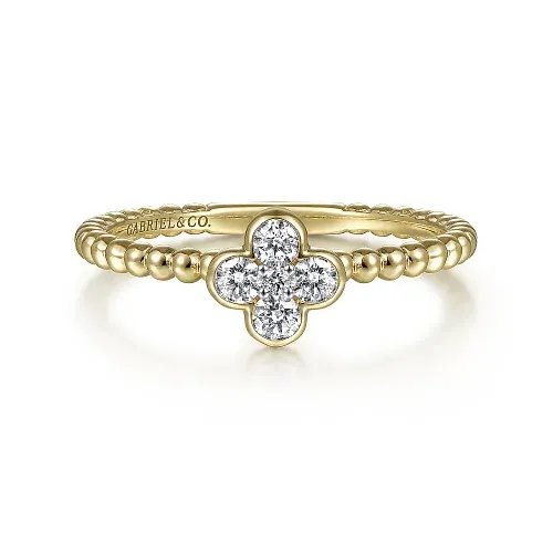 Diamond Clover Stackable Band in 14K Yellow Gold