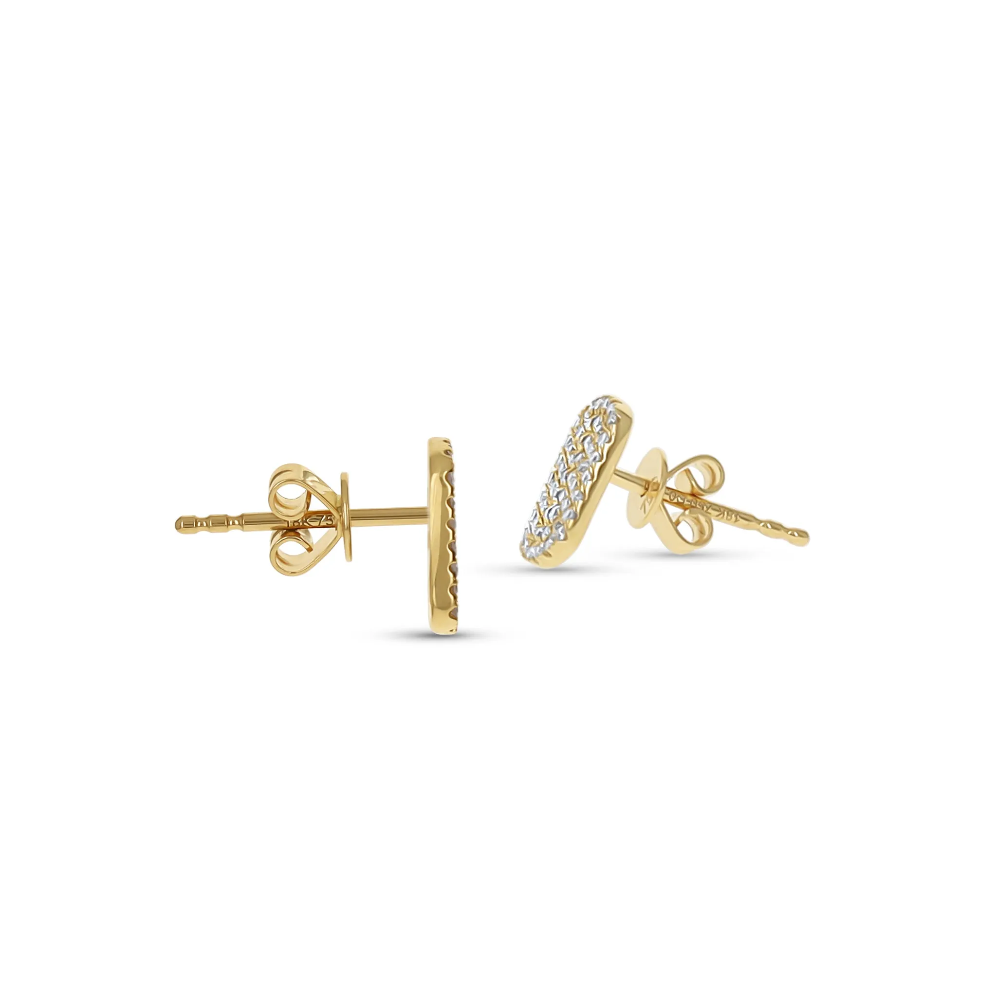 Diamond Dog Tag Stud Earrings