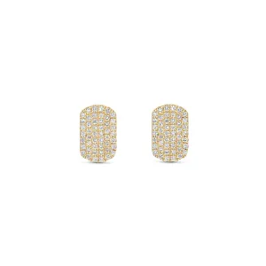 Diamond Dog Tag Stud Earrings