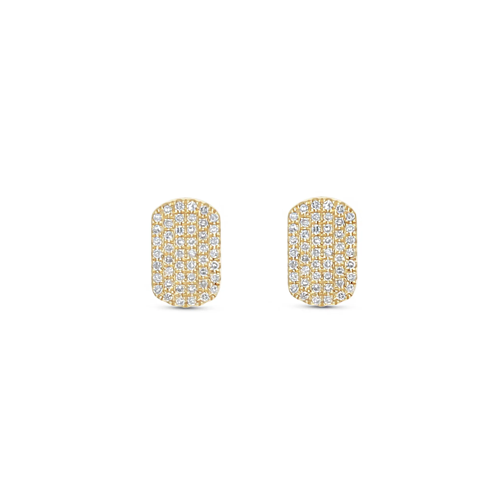 Diamond Dog Tag Stud Earrings
