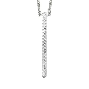 Diamond Modern Linear Pendant Necklace in White Gold (1/20ctw)