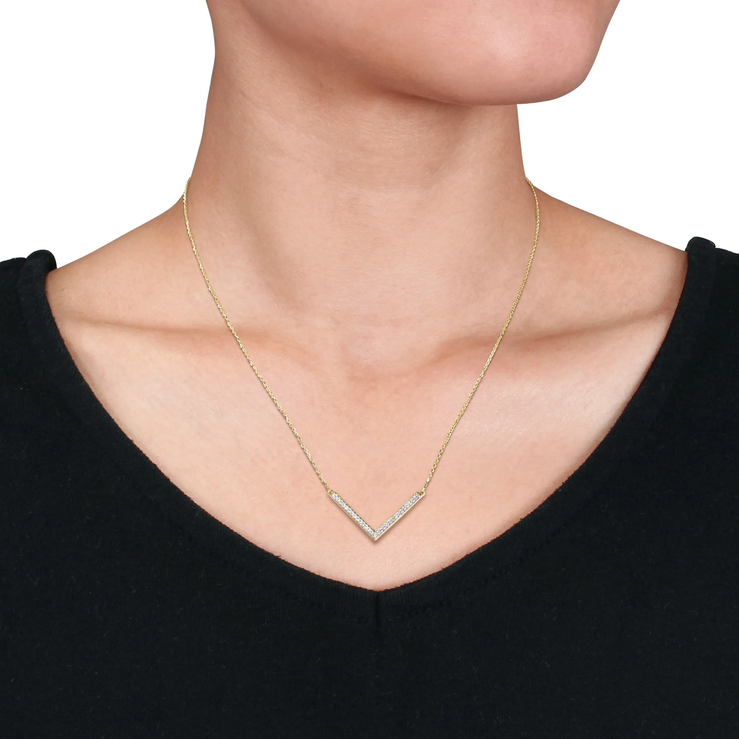 Diamond V Bar Necklace