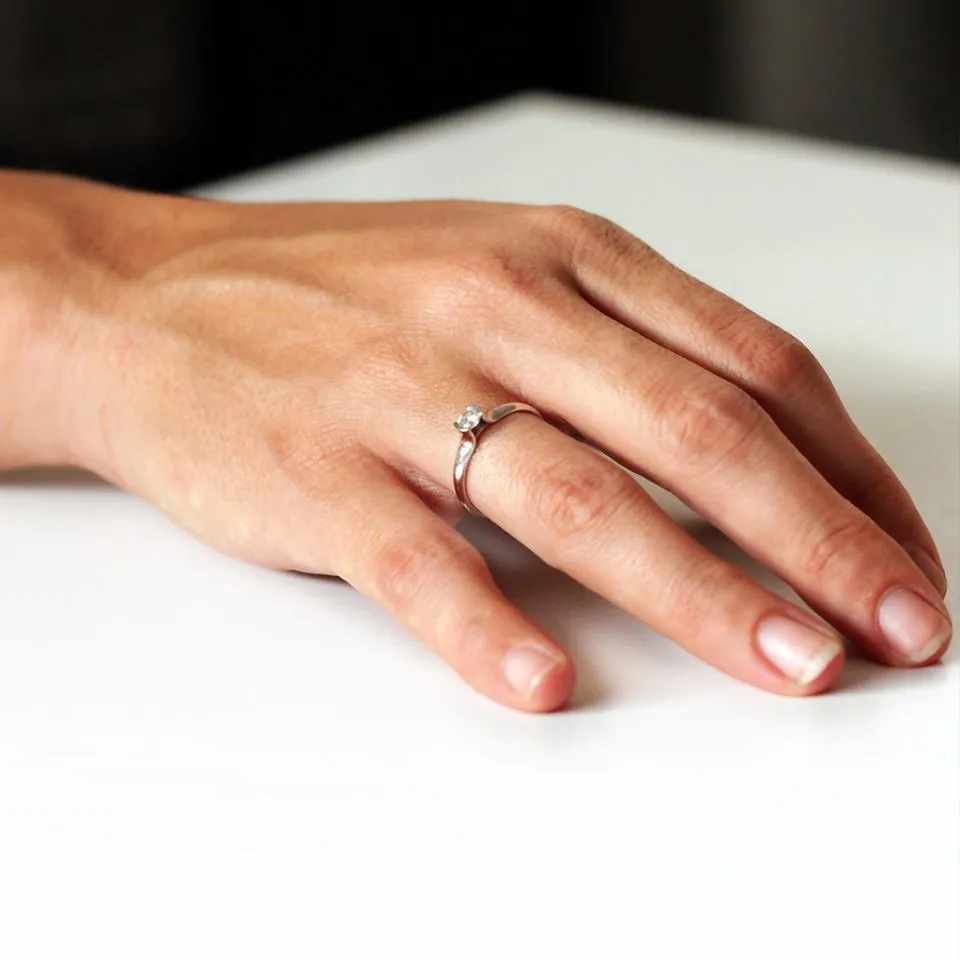 Diamond, white gold solitaire engagement ring