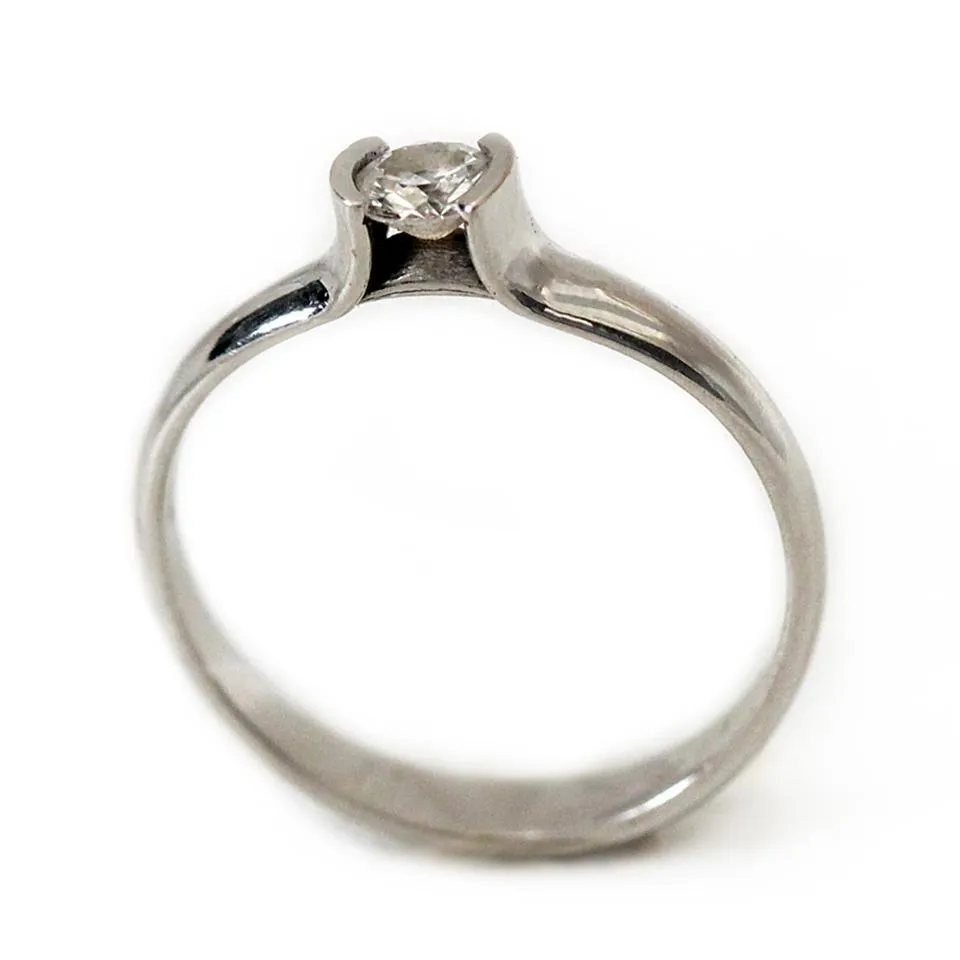 Diamond, white gold solitaire engagement ring
