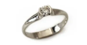 Diamond, white gold solitaire engagement ring