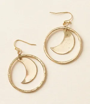 Diya Crescent Moon Gold Hoop Dangle Earrings by Matr Boomie
