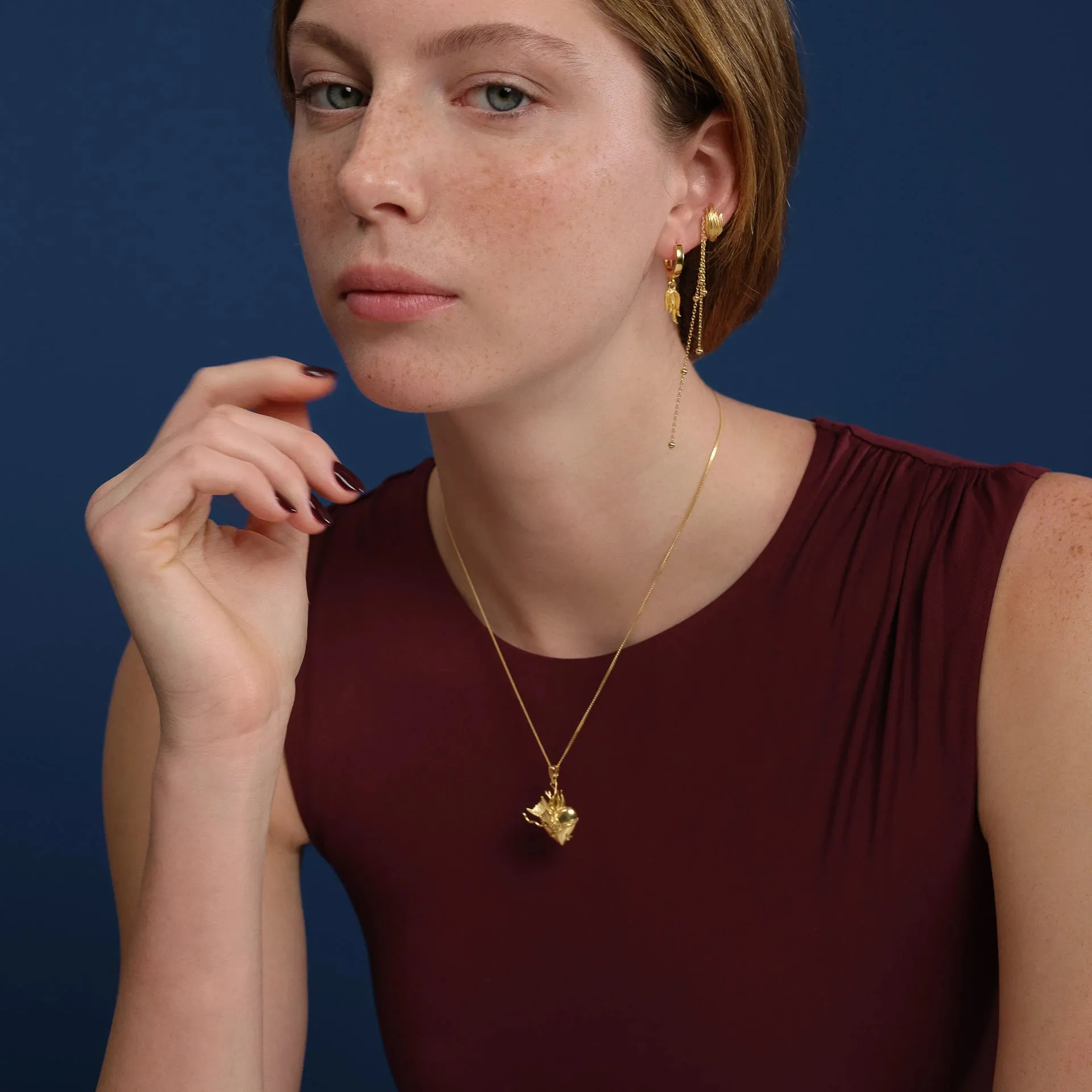 Dragon Mini Flame Earrings - Gold Plated Silver
