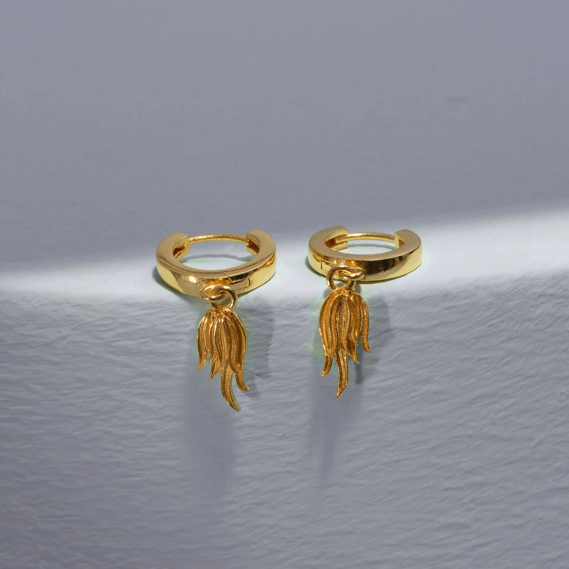 Dragon Mini Flame Earrings - Gold Plated Silver