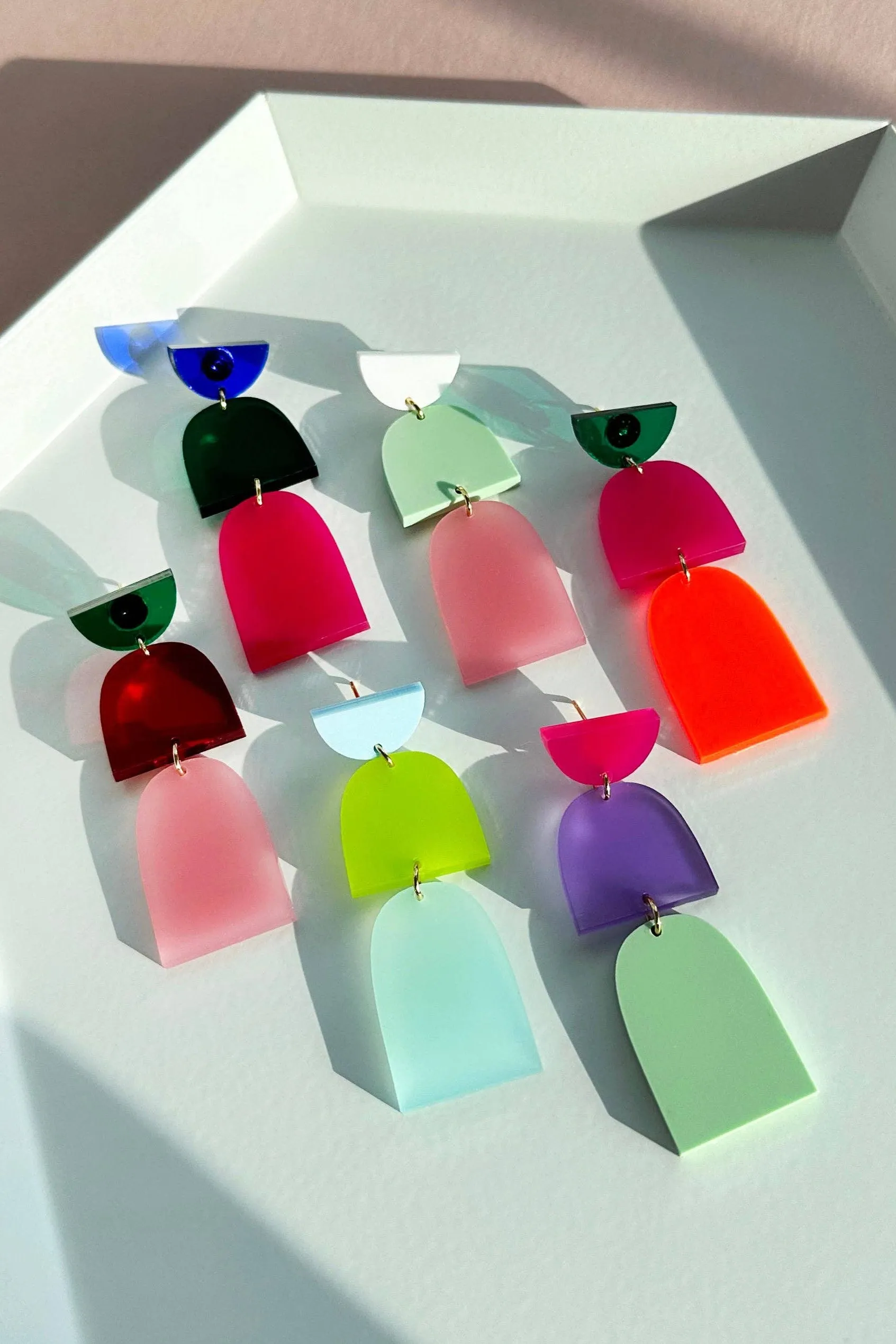 Drop Earrings: Blue, Lime & Frost
