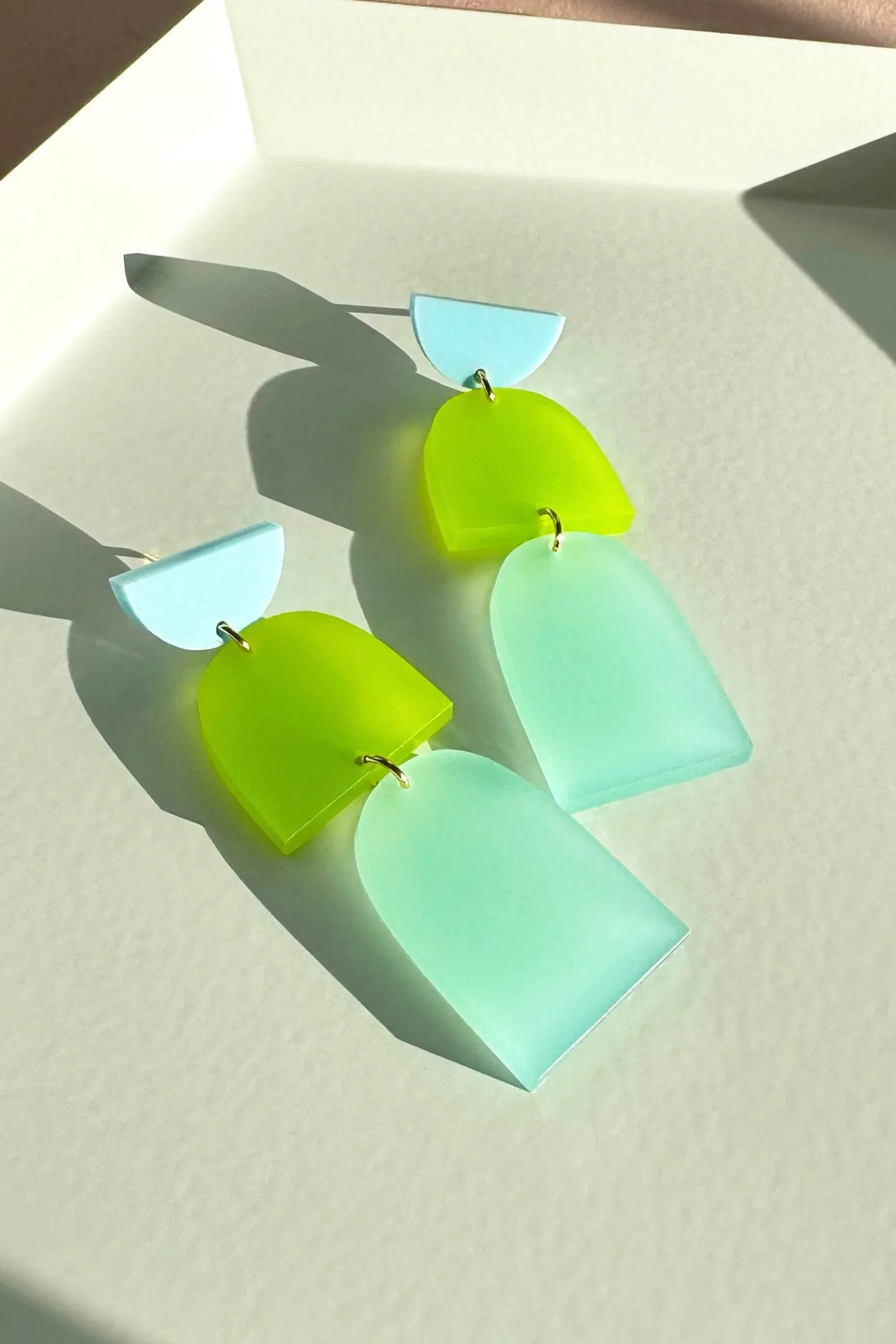 Drop Earrings: Blue, Lime & Frost