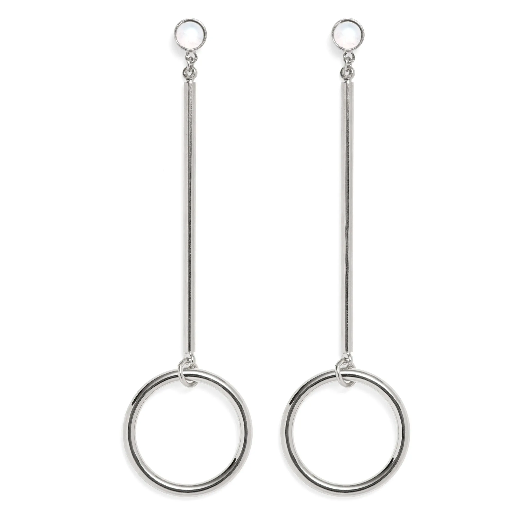 Drop Hoop Earrings in Silver