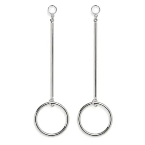 Drop Hoop Earrings in Silver