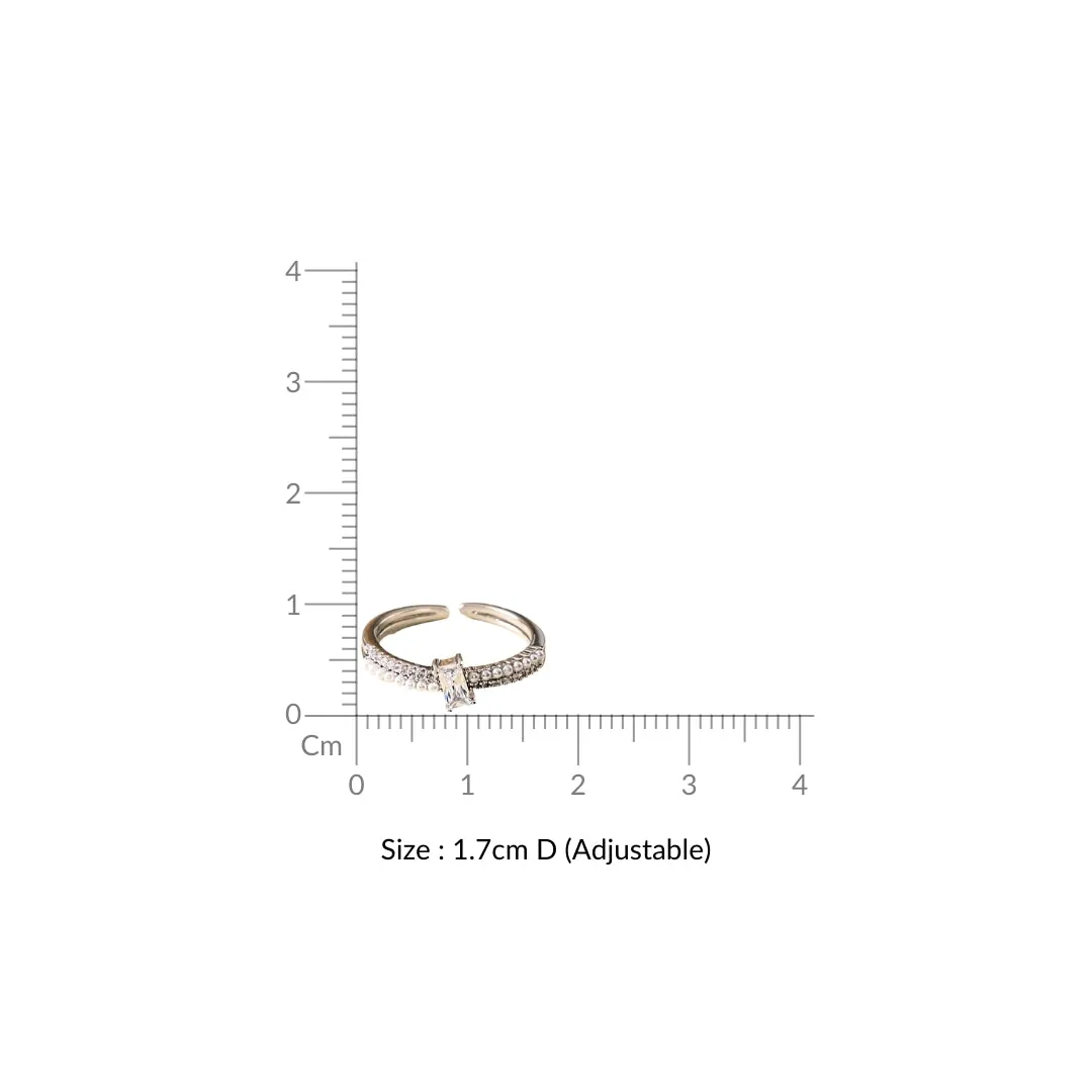 Dual Essence Silver Baguette Solitaire Ring