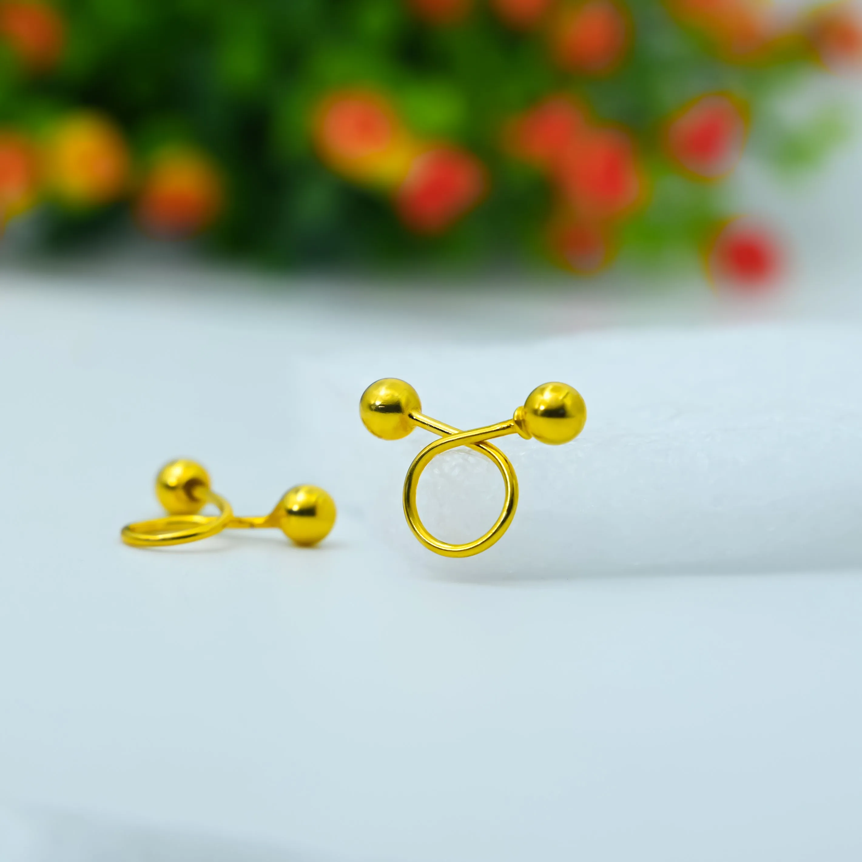 Elegant Minimalist Double Sphere Climber Silver Earrings