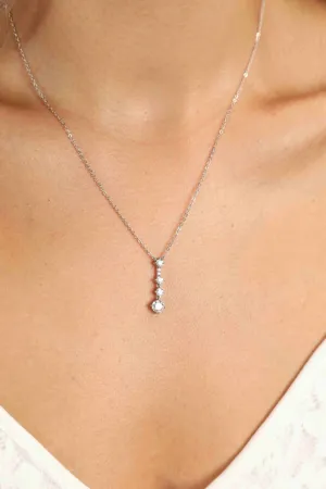 Elegant Moissanite Drop Pendant Necklace in Sterling Silver