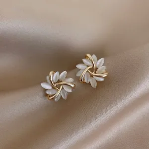 Elegant Opal Petal Circle Stud Earrings for Women