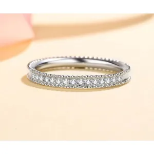 Elegant stackable Moissanite Band ring-Half Eternity Band Ring-RM503