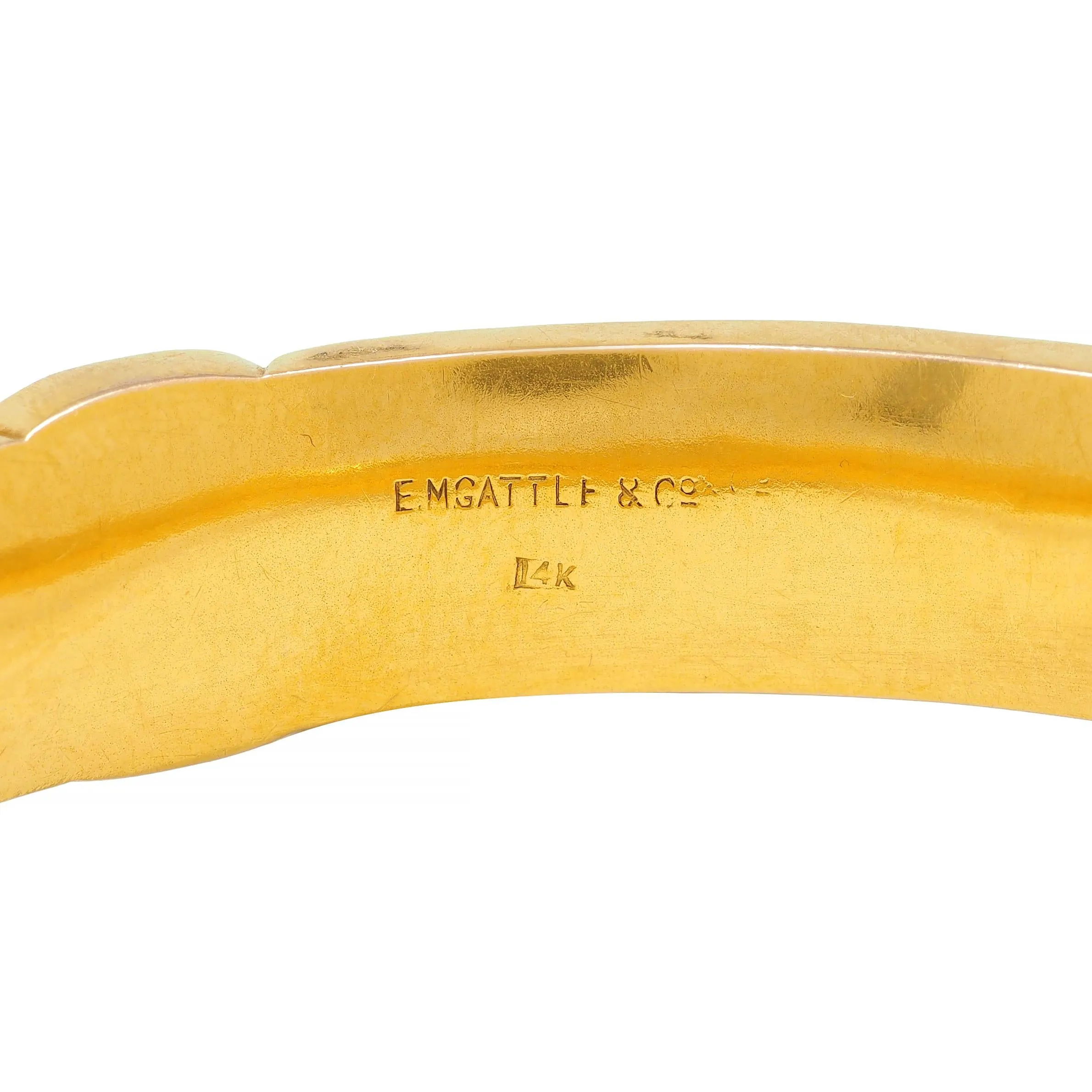 E.M. Gattle & Co. Art Nouveau 14 Karat Gold Amaranth Floral Antique Bangle Bracelet