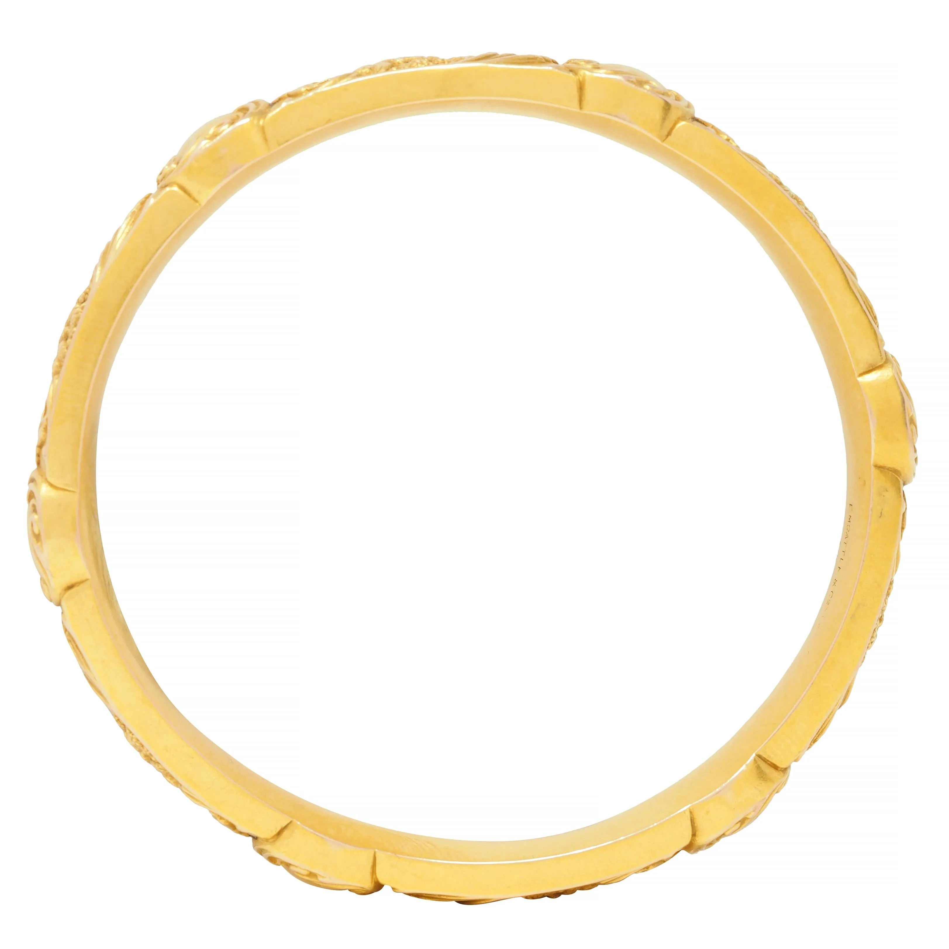 E.M. Gattle & Co. Art Nouveau 14 Karat Gold Amaranth Floral Antique Bangle Bracelet