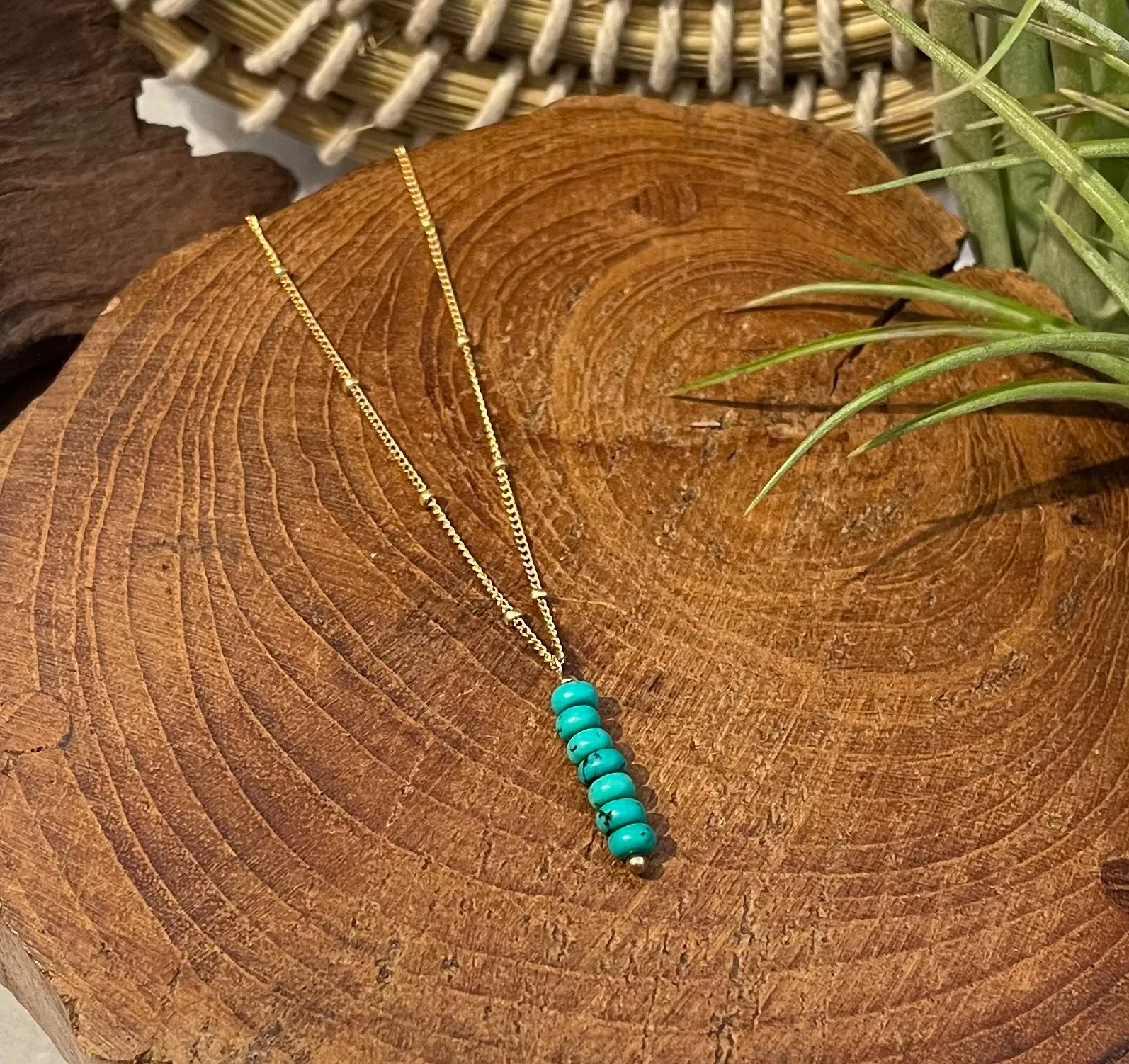 embellish x rach b - turquoise 7-stone linear necklace
