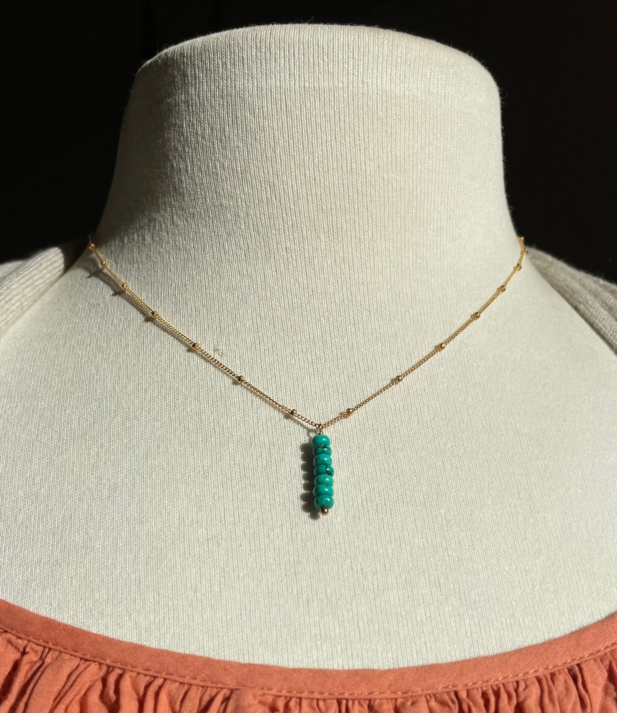 embellish x rach b - turquoise 7-stone linear necklace