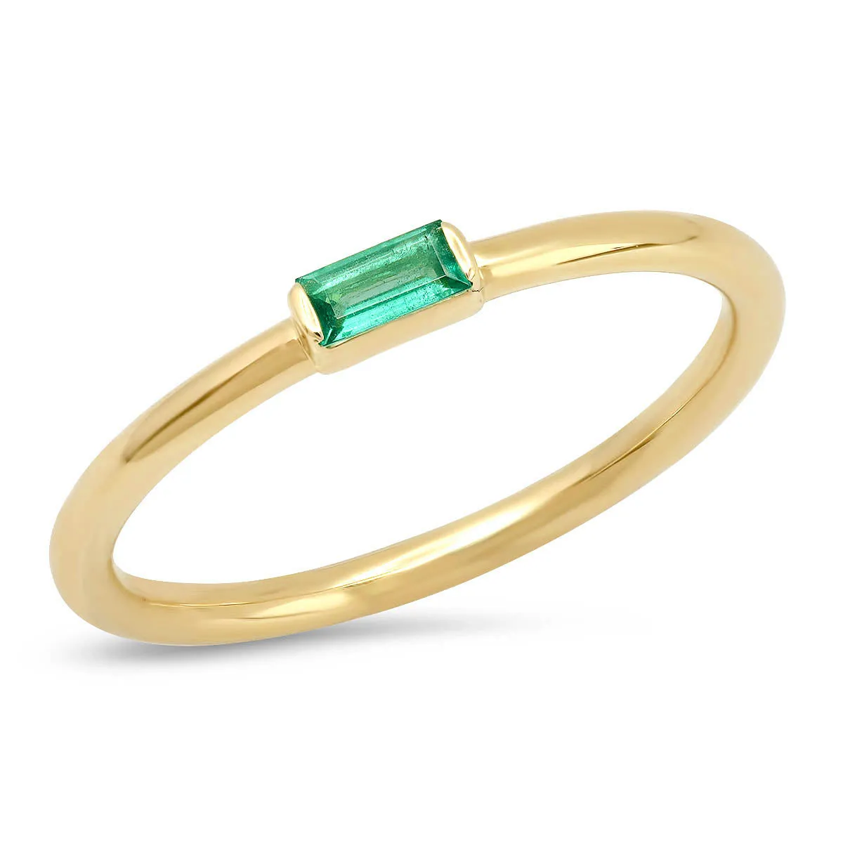 Emerald Baguette Solitaire Ring