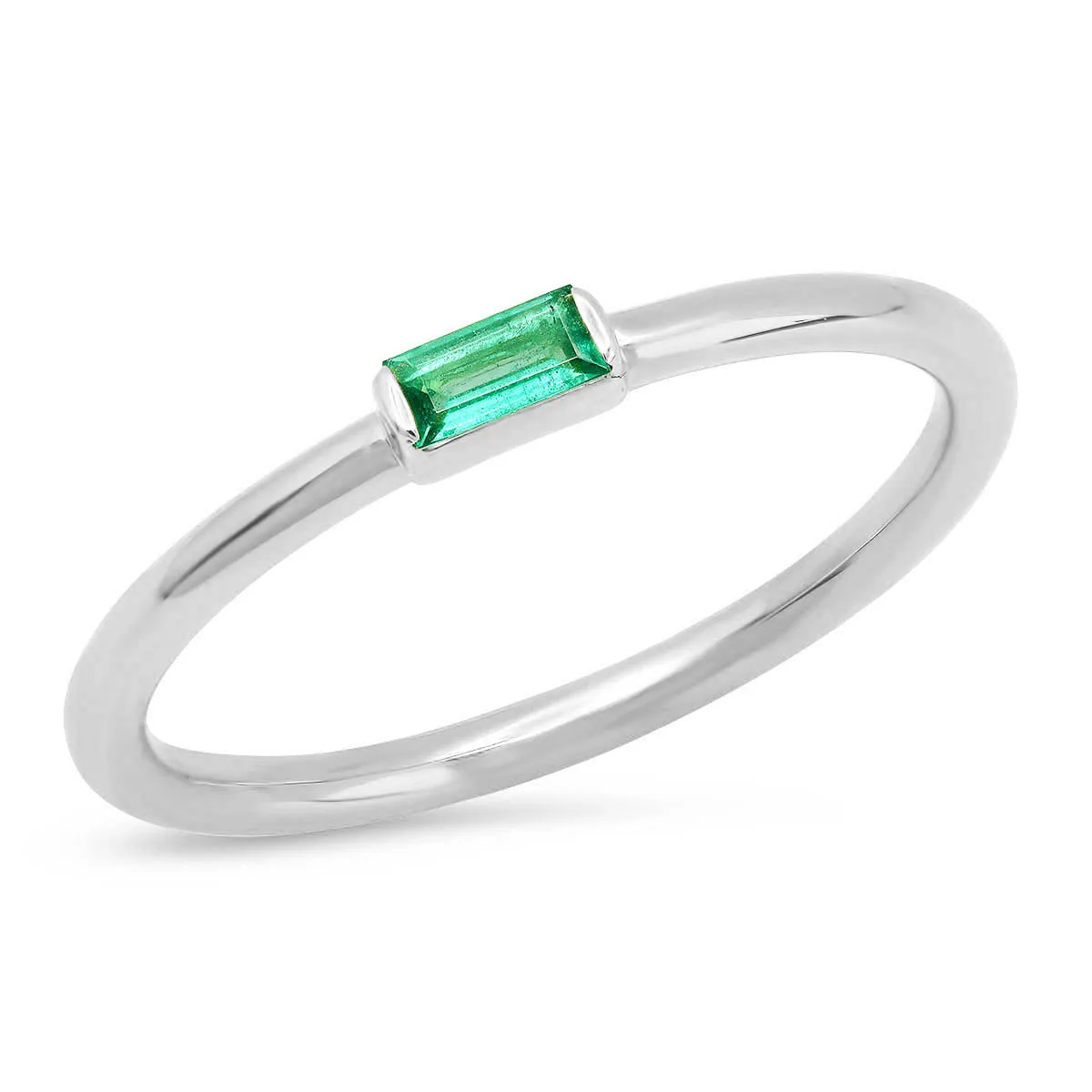 Emerald Baguette Solitaire Ring