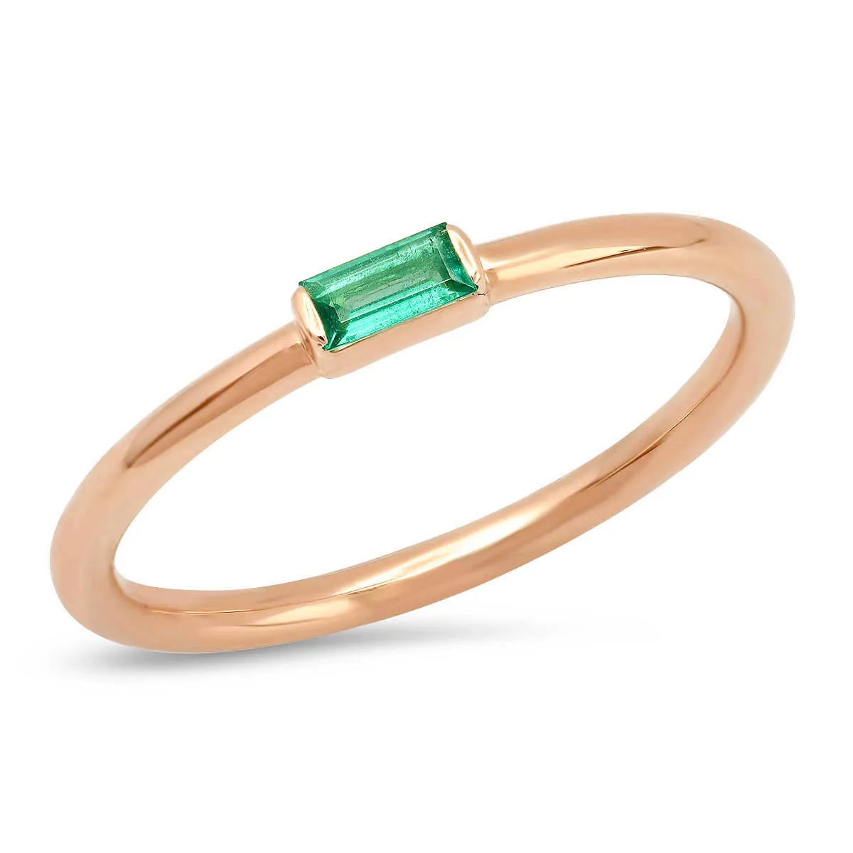 Emerald Baguette Solitaire Ring