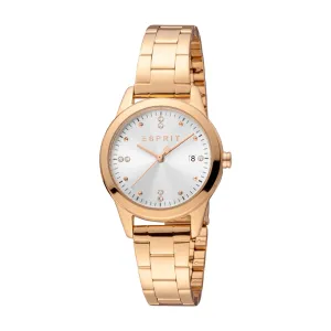 ESPRIT Women's Rose Gold Color Watch with Silver Dial and Date Function
