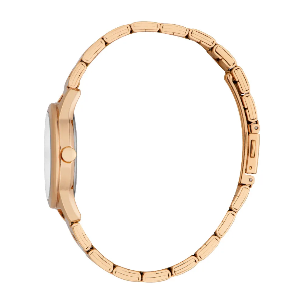 ESPRIT Women's Rose Gold Color Watch with Silver Dial and Date Function