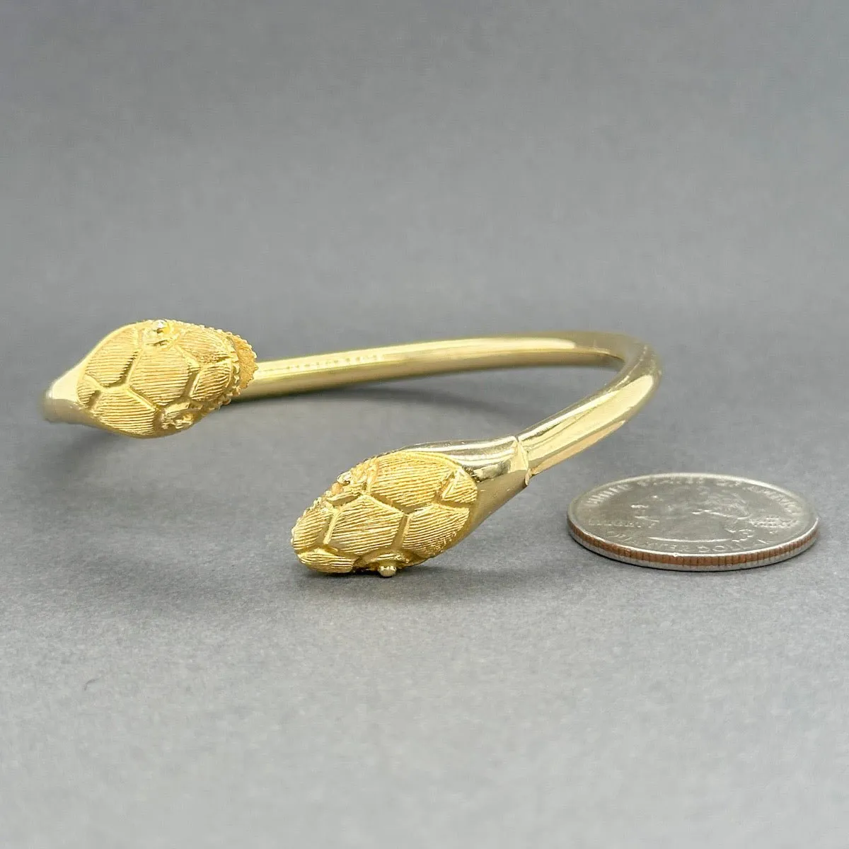 Estate 18K Y Gold Double Snake Cuff Bracelet