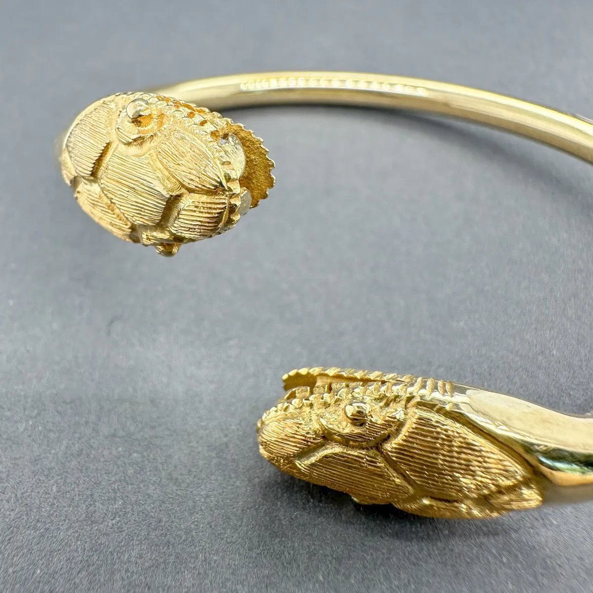 Estate 18K Y Gold Double Snake Cuff Bracelet