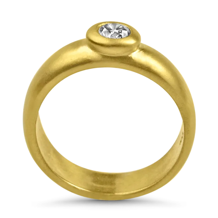 Estate 20k Yellow Gold Round Diamond Bezel Ring