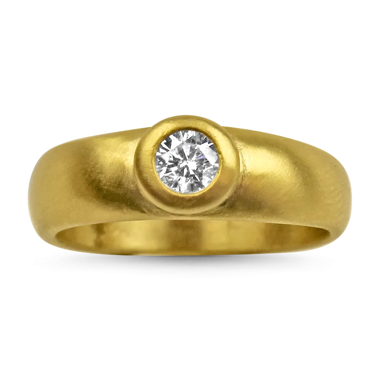 Estate 20k Yellow Gold Round Diamond Bezel Ring