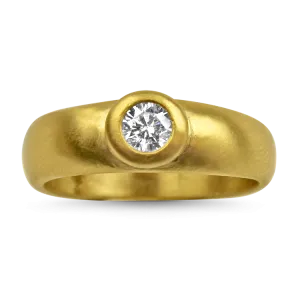 Estate 20k Yellow Gold Round Diamond Bezel Ring