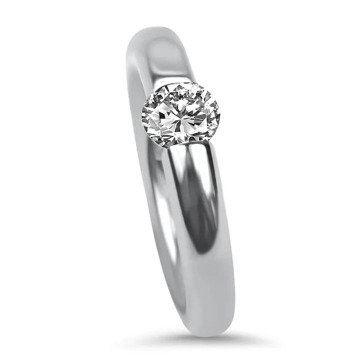 Estate Platinum Neissing Spannring Tension Set .50ct Diamond Solitaire Ring - Finger Size 5.5