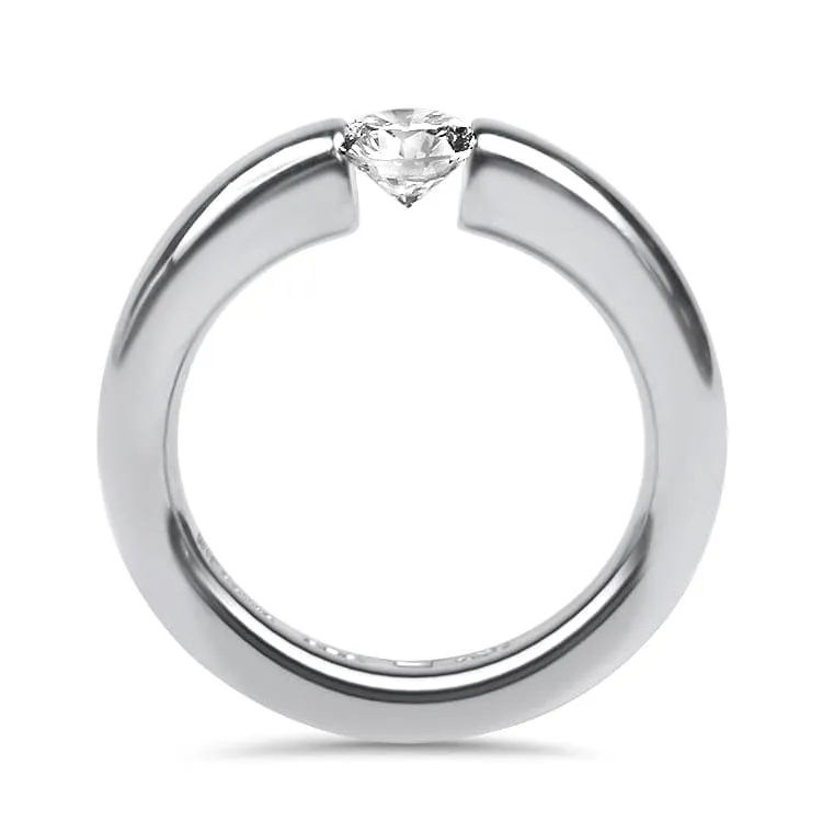 Estate Platinum Neissing Spannring Tension Set .50ct Diamond Solitaire Ring - Finger Size 5.5