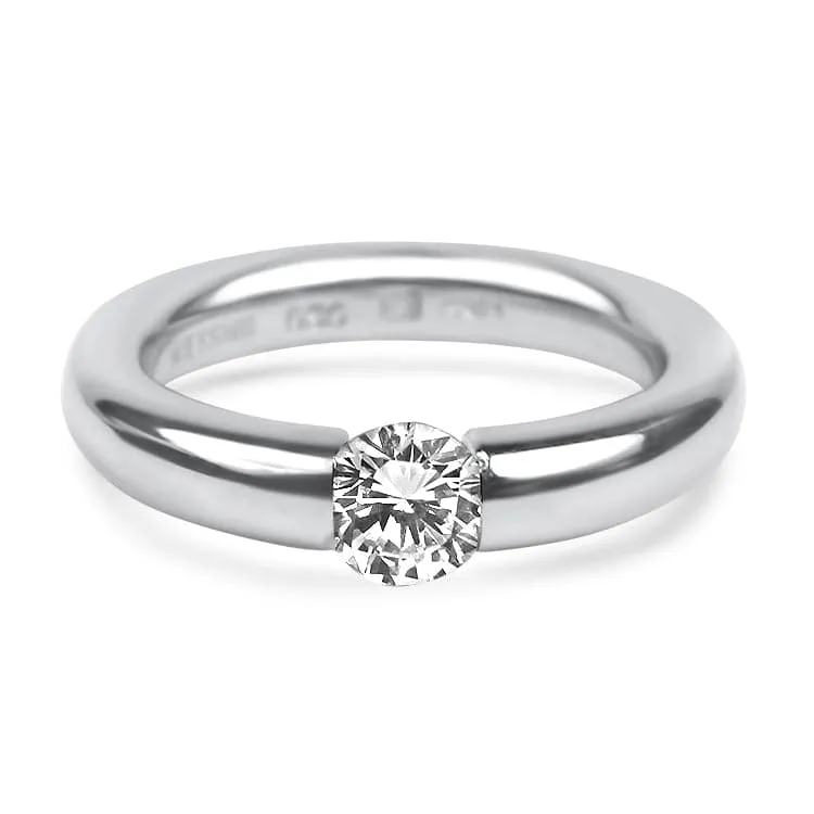 Estate Platinum Neissing Spannring Tension Set .50ct Diamond Solitaire Ring - Finger Size 5.5