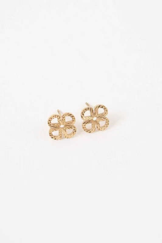 Etched Clover Stud Earrings